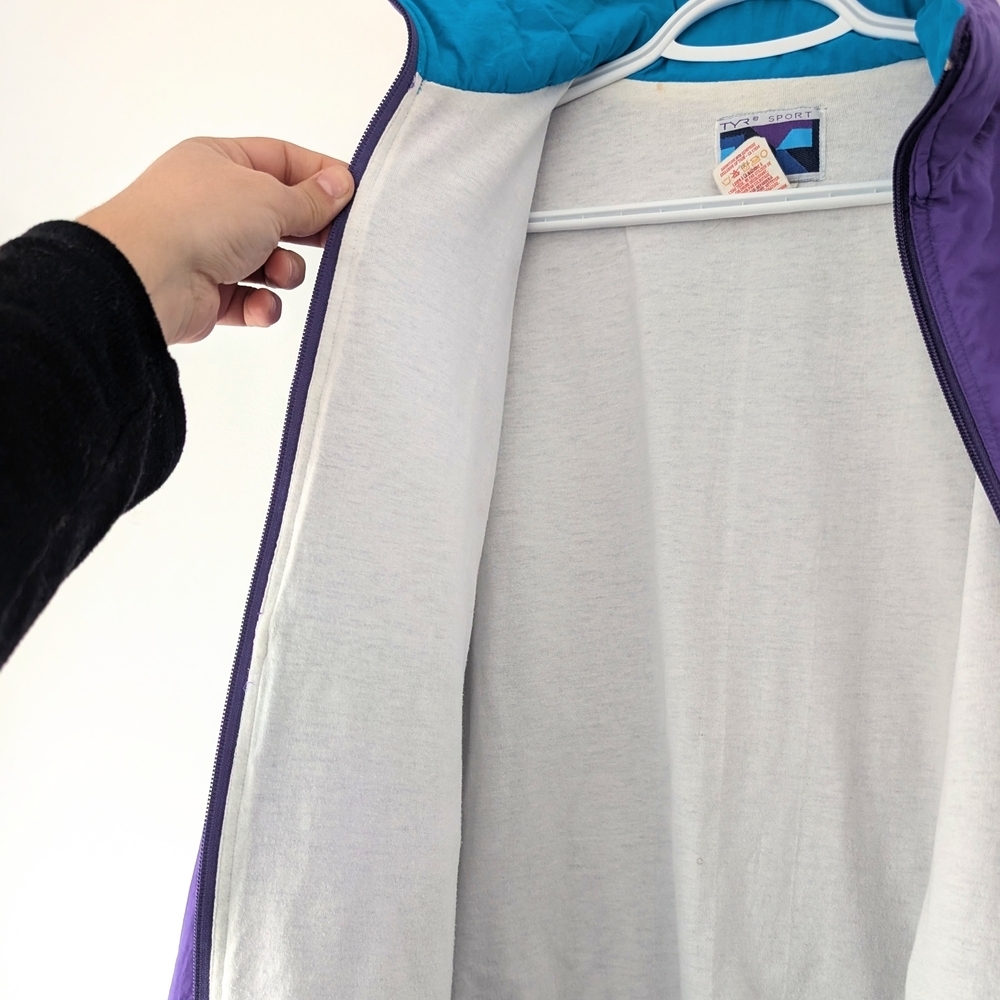Vintage TYR Retro Sportswear Tracksuit Purple / Turquoise Jacket ~ Size Small - Picture 7 of 10
